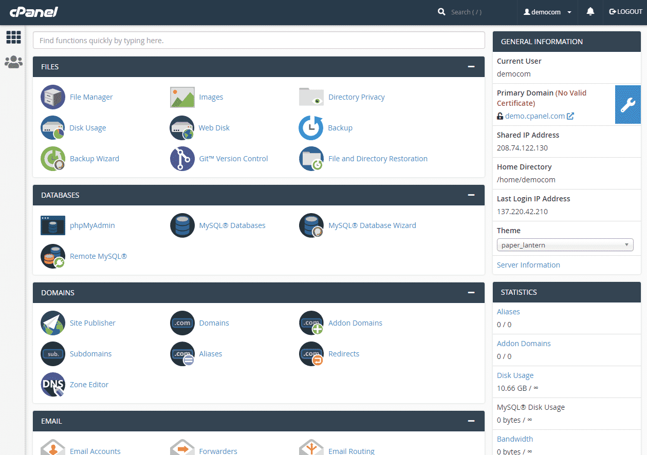 cpanel-demo